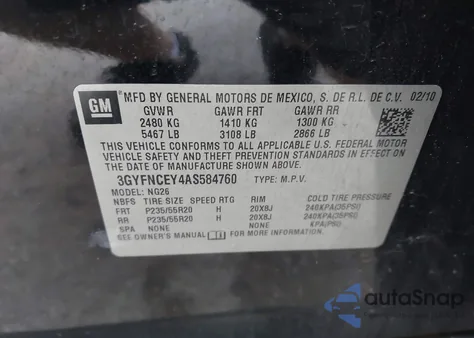 2010 Cadillac Srx Premium Collection z USA, uszkodzony, nr VIN 3GYFNCEY4AS584760